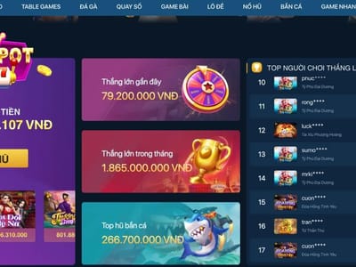 Jackpot winnings screen